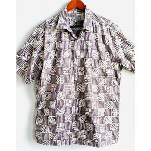 WEEKENDER Men's XL Brown & Beige Hawaiian Short Sleeve Button Down Camp Shirt